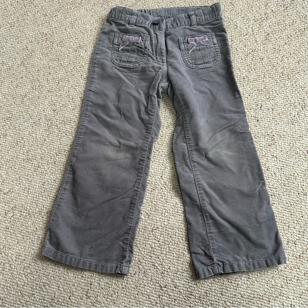 Janie and Jack Girls Gray Bow Pocket chord Pants | Classic Dress Pants Size 3T
